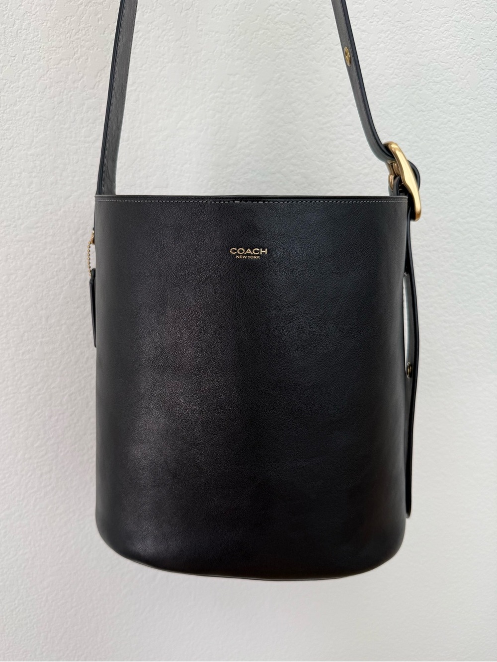 Coach Black Bleecker Bucket Bag with Brass Hardware